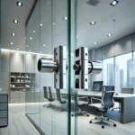 DALL·E 2024-12-13 12.27.36 - A high-quality image of patch fittings for frameless glass doors, featuring stainless steel or aluminium materials. The fittings should be shown secur